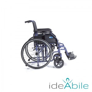 Sedia a rotelle pieghevole ad autospinta con doppia crociera, trasformabile in transito , vista laterale
