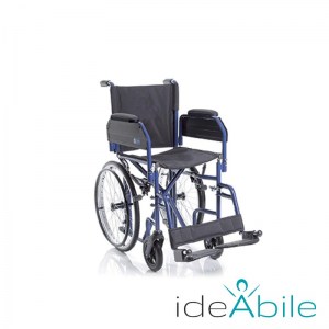Sedia a rotelle pieghevole ad autospinta con ingombro ridotto, trasformabile in transito, vista generale