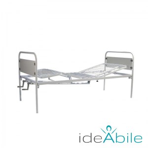 Letto da degenza L6 Termigea: letto a rete, pieghevole, manuale 2 manovelle (aperto)